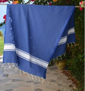 Fouta en Coton Recyclé bleu - Mode durable - FOUTA TUNISIA 2